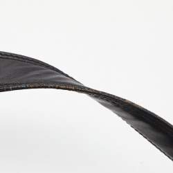 Pre Owned Roberto Cavalli Black/Gold Leather Studded Fringe Hobo