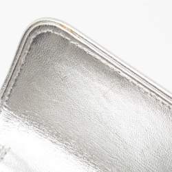 Pre Owned Roberto Cavalli Black/Silver Satin and Leather Snake Embellished Chain Clutch