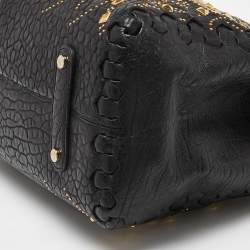 Roberto Cavalli Black Studded Leather Satchel