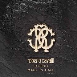Roberto Cavalli Black Studded Leather Satchel