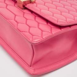 Pre Owned Roberto Cavalli Dark Pink Quilted Leather Hera Shoulder Bag