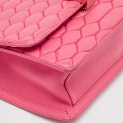 Pre Owned Roberto Cavalli Dark Pink Quilted Leather Hera Shoulder Bag