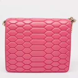Pre Owned Roberto Cavalli Dark Pink Quilted Leather Hera Shoulder Bag