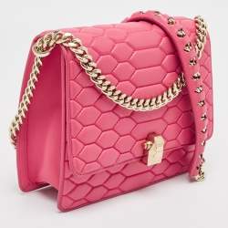 Pre Owned Roberto Cavalli Dark Pink Quilted Leather Hera Shoulder Bag