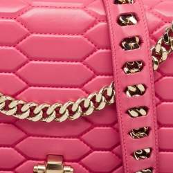Pre Owned Roberto Cavalli Dark Pink Quilted Leather Hera Shoulder Bag