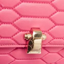 Pre Owned Roberto Cavalli Dark Pink Quilted Leather Hera Shoulder Bag