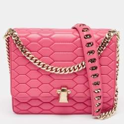 Pre Owned Roberto Cavalli Dark Pink Quilted Leather Hera Shoulder Bag
