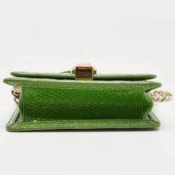 Pre Owned Roberto Cavalli Green Croc and Snakeskin Flap Chain Bag 