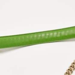 Pre Owned Roberto Cavalli Green Croc and Snakeskin Flap Chain Bag 