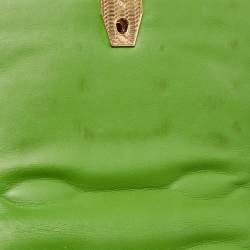 Pre Owned Roberto Cavalli Green Croc and Snakeskin Flap Chain Bag 
