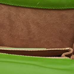 Pre Owned Roberto Cavalli Green Croc and Snakeskin Flap Chain Bag 