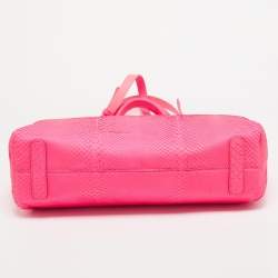 Roberto Cavalli Neon Pink Snakeskin Diva Top Handle Bag