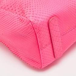 Roberto Cavalli Neon Pink Snakeskin Diva Top Handle Bag