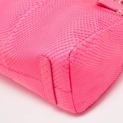 Roberto Cavalli Neon Pink Snakeskin Diva Top Handle Bag