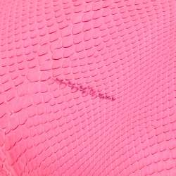 Roberto Cavalli Neon Pink Snakeskin Diva Top Handle Bag