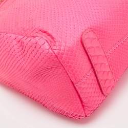Roberto Cavalli Neon Pink Snakeskin Diva Top Handle Bag
