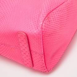 Roberto Cavalli Neon Pink Snakeskin Diva Top Handle Bag