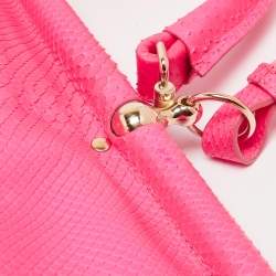 Roberto Cavalli Neon Pink Snakeskin Diva Top Handle Bag