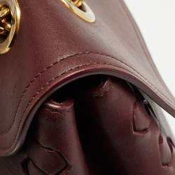 Pre Owned Roberto Cavalli Burgundy Leather Chain Shoulder Bag