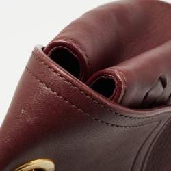 Pre Owned Roberto Cavalli Burgundy Leather Chain Shoulder Bag