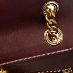 Pre Owned Roberto Cavalli Burgundy Leather Chain Shoulder Bag