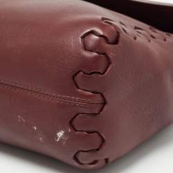 Pre Owned Roberto Cavalli Burgundy Leather Chain Shoulder Bag