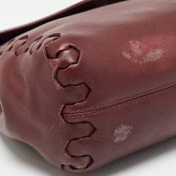 Pre Owned Roberto Cavalli Burgundy Leather Chain Shoulder Bag