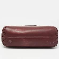 Pre Owned Roberto Cavalli Burgundy Leather Chain Shoulder Bag