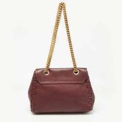 Pre Owned Roberto Cavalli Burgundy Leather Chain Shoulder Bag