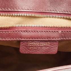 Pre Owned Roberto Cavalli Burgundy Leather Chain Shoulder Bag