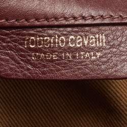 Pre Owned Roberto Cavalli Burgundy Leather Chain Shoulder Bag