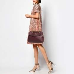 Pre Owned Roberto Cavalli Burgundy Leather Chain Shoulder Bag