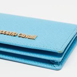 Roberto Cavalli Turquoise Leather Card Case