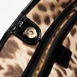 Pre Owned Roberto Cavalli Black Patent Leather Logo Tote