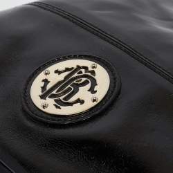 Pre Owned Roberto Cavalli Black Patent Leather Logo Tote