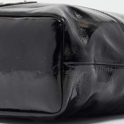 Pre Owned Roberto Cavalli Black Patent Leather Logo Tote