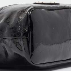 Pre Owned Roberto Cavalli Black Patent Leather Logo Tote