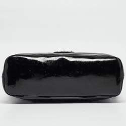 Pre Owned Roberto Cavalli Black Patent Leather Logo Tote