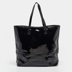 Pre Owned Roberto Cavalli Black Patent Leather Logo Tote