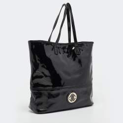 Pre Owned Roberto Cavalli Black Patent Leather Logo Tote