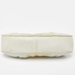 Pre Owned Roberto Cavalli Cream Leather Metal Frame Clutch