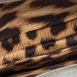 Pre Owned Roberto Cavalli Silver Laminated Snakeskin Leather Embellished Shoulder Bag