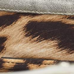 Pre Owned Roberto Cavalli Silver Laminated Snakeskin Leather Embellished Shoulder Bag