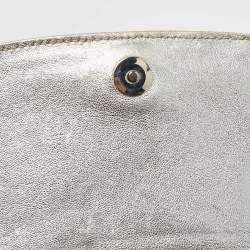 Pre Owned Roberto Cavalli Silver Laminated Snakeskin Leather Embellished Shoulder Bag