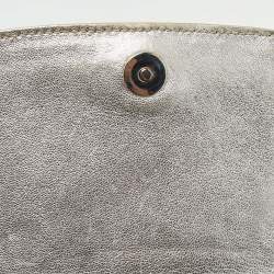 Pre Owned Roberto Cavalli Silver Laminated Snakeskin Leather Embellished Shoulder Bag
