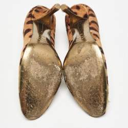 Pre Owned Roberto Cavalli Brown/Beige Animal Print Calf Hair Pumps Size 36.5