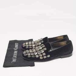 Roberto Cavalli Black Velvet Embellished Slip On Loafers Size 40