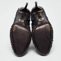 Pre Owned Roberto Cavalli Black Textured Leather Ankle Booties Size 40