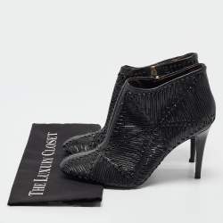 Pre Owned Roberto Cavalli Black Textured Leather Ankle Booties Size 40