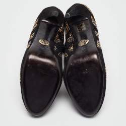 Roberto Cavalli Black Suede Studded Ankle Booties Size 41